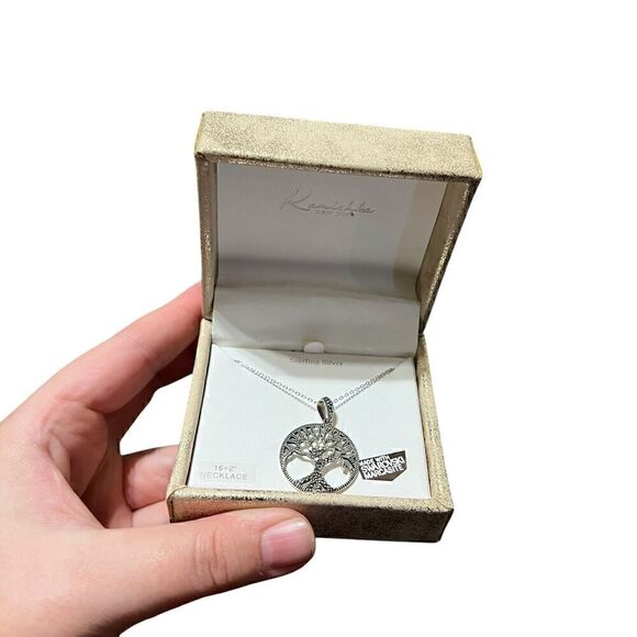 Kanishka 925 Sterling Swarovski Marcasite Tree Of Life Necklace NIB - Picture 3 of 3